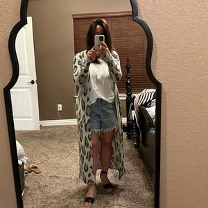 Long leopard duster cardigan size M